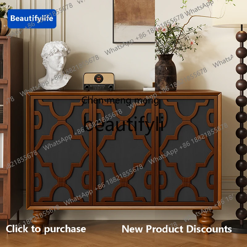 

GG Solid Wood French Retro Entryway Sideboard Cabinet Living Room Partition Decorative Cabinet Storage Cabinet