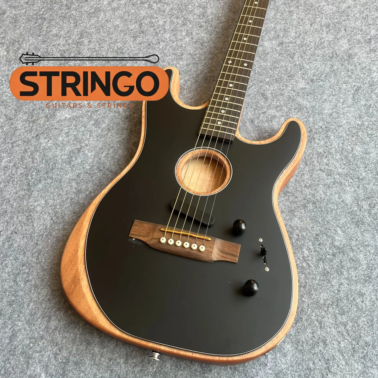 STA Style Acoustic Electric Silent Guitar Mahogany Body Single Pickup Beginner Intermediate Players Home Pop Singing Fingerstyle