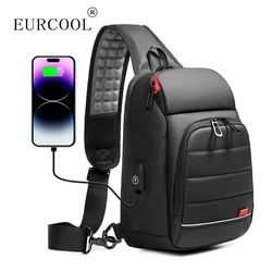 EURCOOL – sac de poitrine multifonction pour hommes, sac à dos USB de 9.7 pouces, sacoches de charge, sacs à main à bandoulière