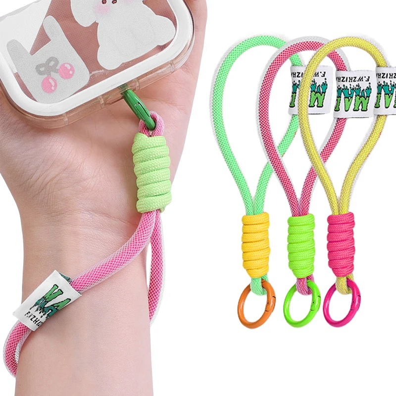 Lanière de téléphone portable en maille de Nylon fluorescente, porte-clés court pour Airpods Pro Air, Bracelet Anti-perte