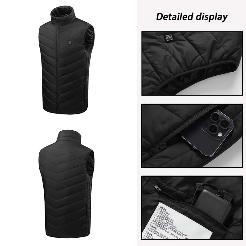 Men 2 Areas Self Heated jacket Heating Vest Women's USB Heated Clothing Warm Vest Outdoor Camping Washable Vest Winter Thermal