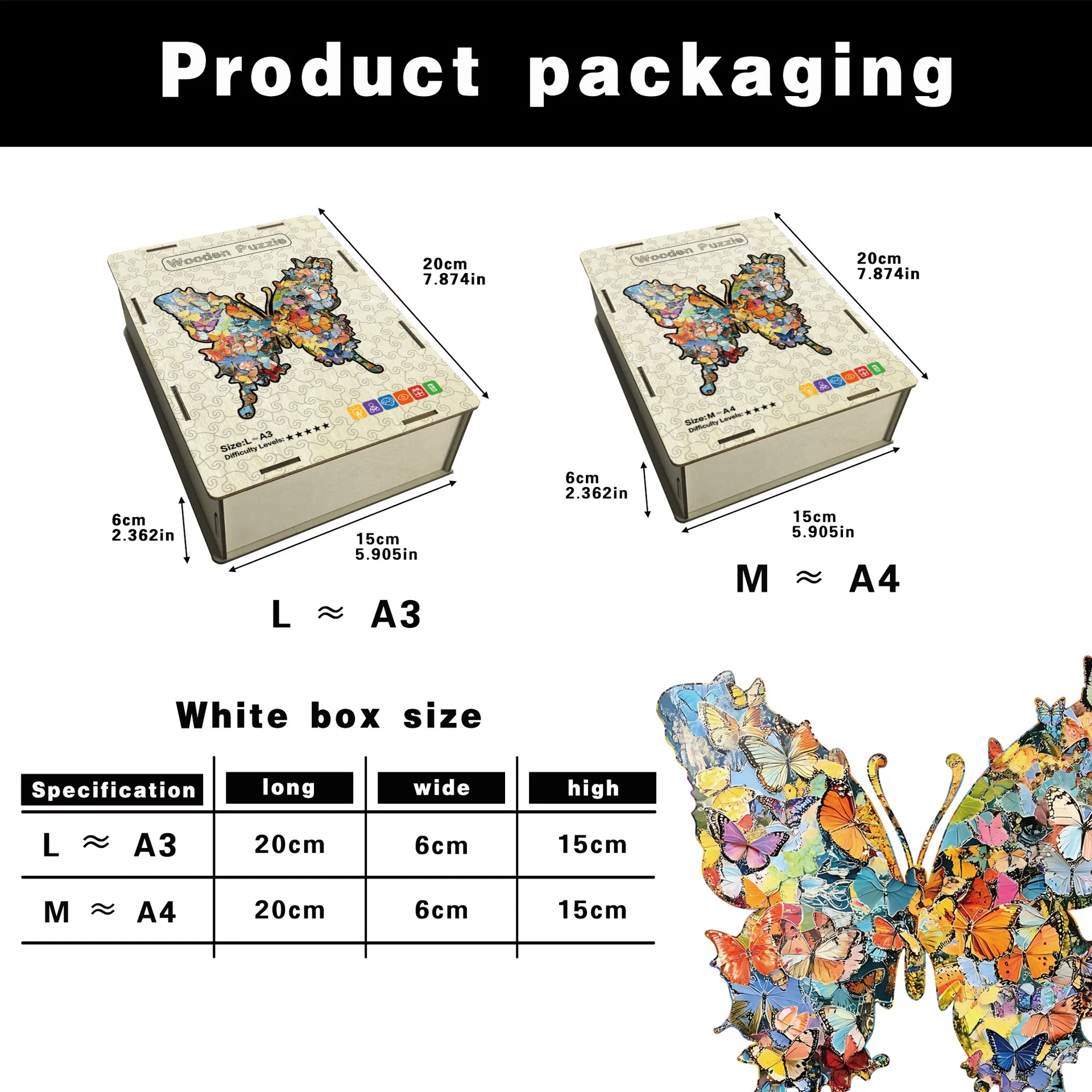 118/162 قطعة فراشة خشبية غير النظامية على شكل لغز بازل قطع لعبة تخفيف التوتر هدايا عيد الميلاد ألعاب تعليمية ممتعة