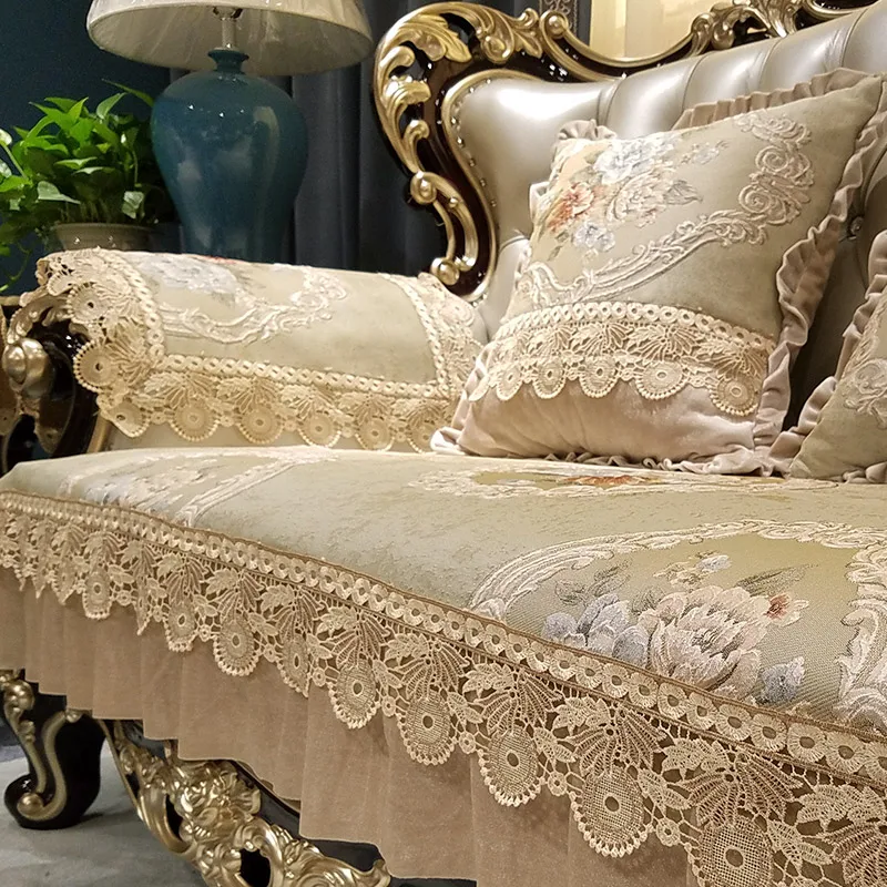 Jacquard Couch Cover Home Seat Cushions Living Room Anti-slip Slipcover Luxury Embroidery Sofa Cover Armchairs Protective Towel
