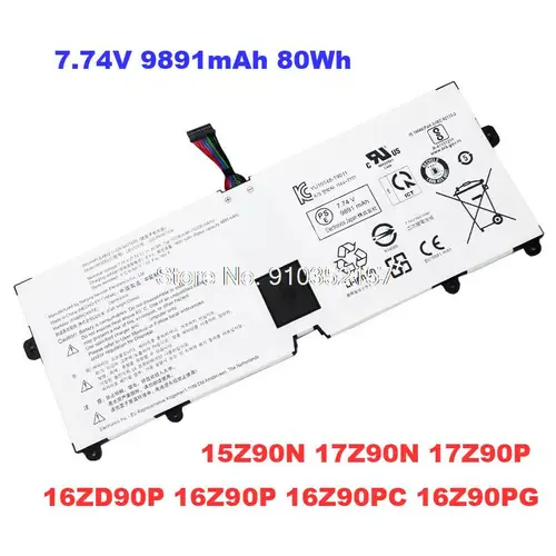 LG 그램용 노트북 배터리, 15, 16, 17, 15, 16/17, 2020/2021, 15Z90N, 16Z90PC, 16Z90PG, 16ZD90P, 16Z90P, 17Z90P, 17Z90N, 7.74V, 9891mAh, 80Wh 