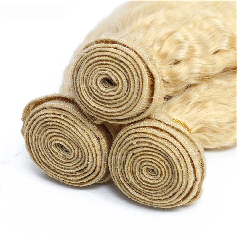 Verworrene gerade blonde 613 100% menschliches Haar Bündel afro blonde verworrene lockige brasilia nische remy menschliches Haar verlängerung 8-26 Zoll