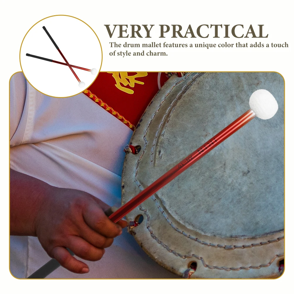 

2 Pcs Drum Hammer Aluminum Alloy Timpan Drumsticks Felt Bass Percussion Instruments