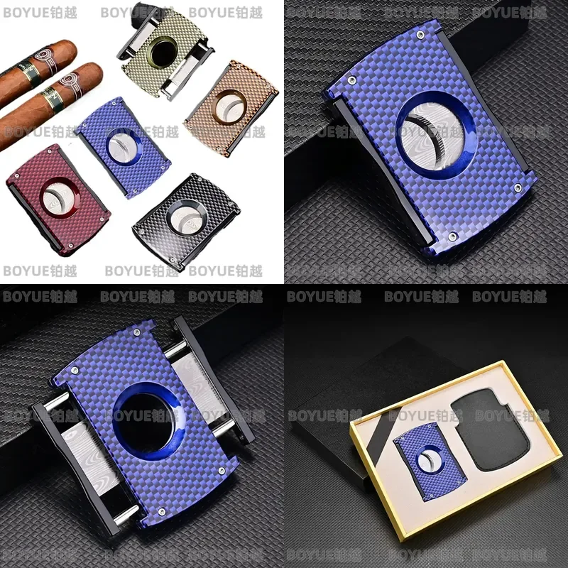 German Stainless Steel Carbon Fiber Cigar Scissors Sharp Cutter Premium Tobacco Accessory Portable Clipper for Smoking