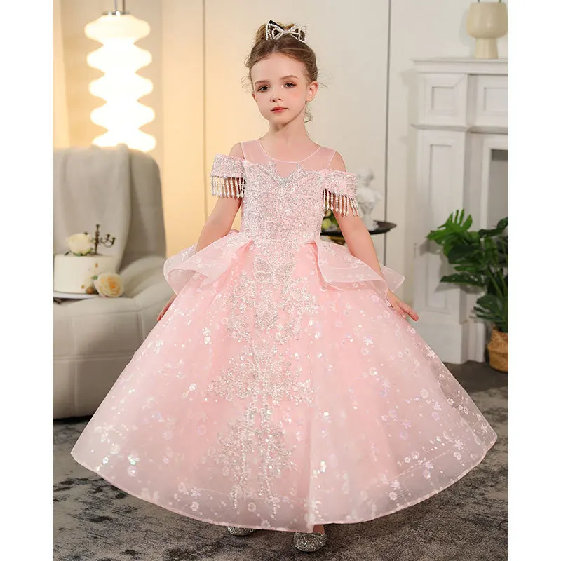 Vestido de princesa infantil, vestidos de aniversário para meninas de 2 a 8 anos, roupas de menina, vestido de festa infantil elegante