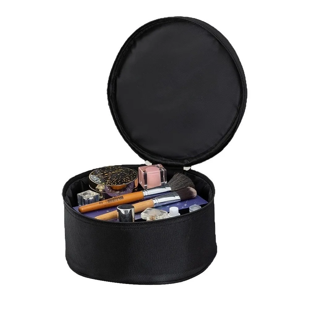 Portable Portable Makeup Bag Large Capacity Black Travel Toiletry Organizer Zipper Closure Waterproof Nylon Cosmetic Storage Box