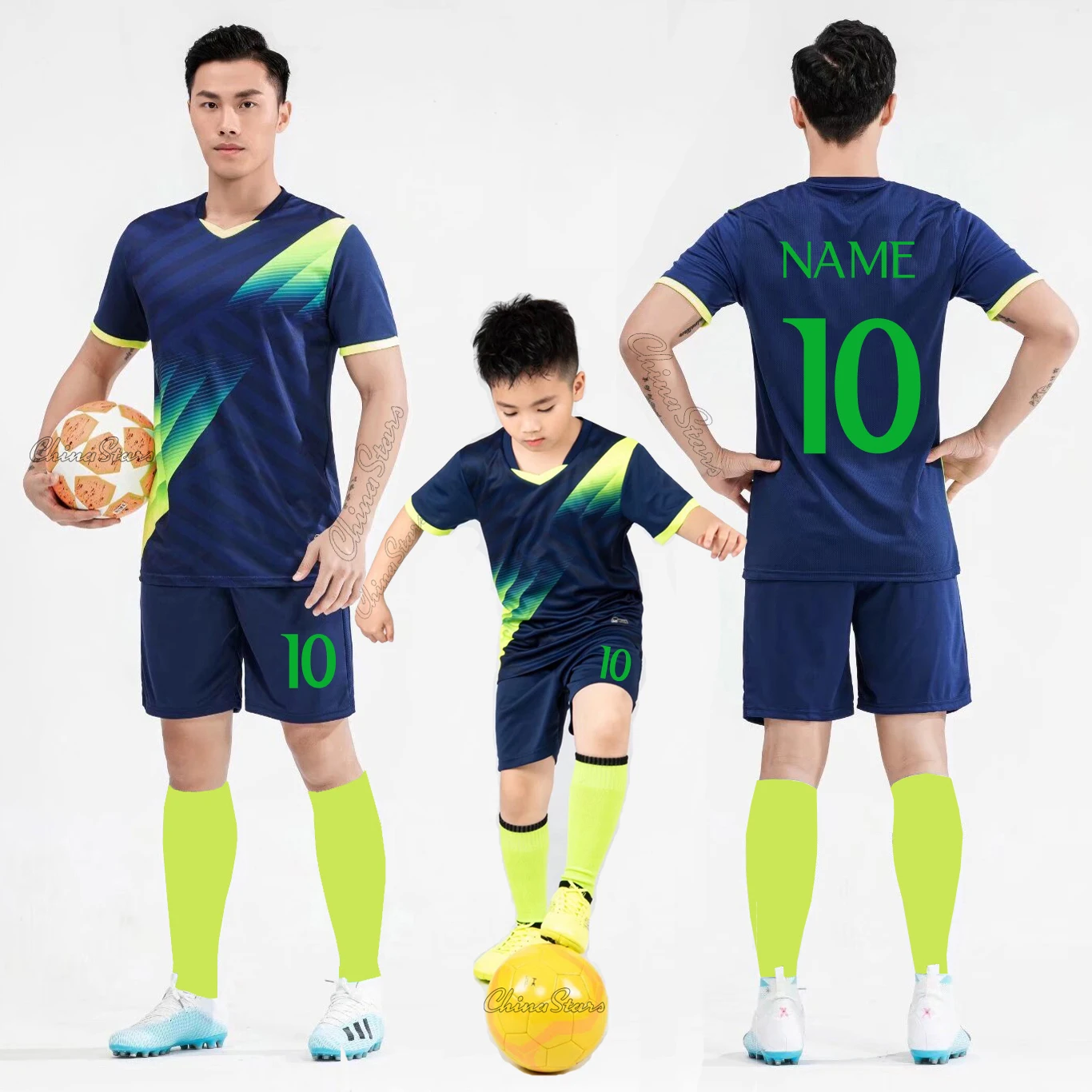 

Men College Football Jerseys Boys Soccer Clothes Sets Short Sleeve Kids Football Uniforms Adult Children Soccer Tracksuit Jersey
