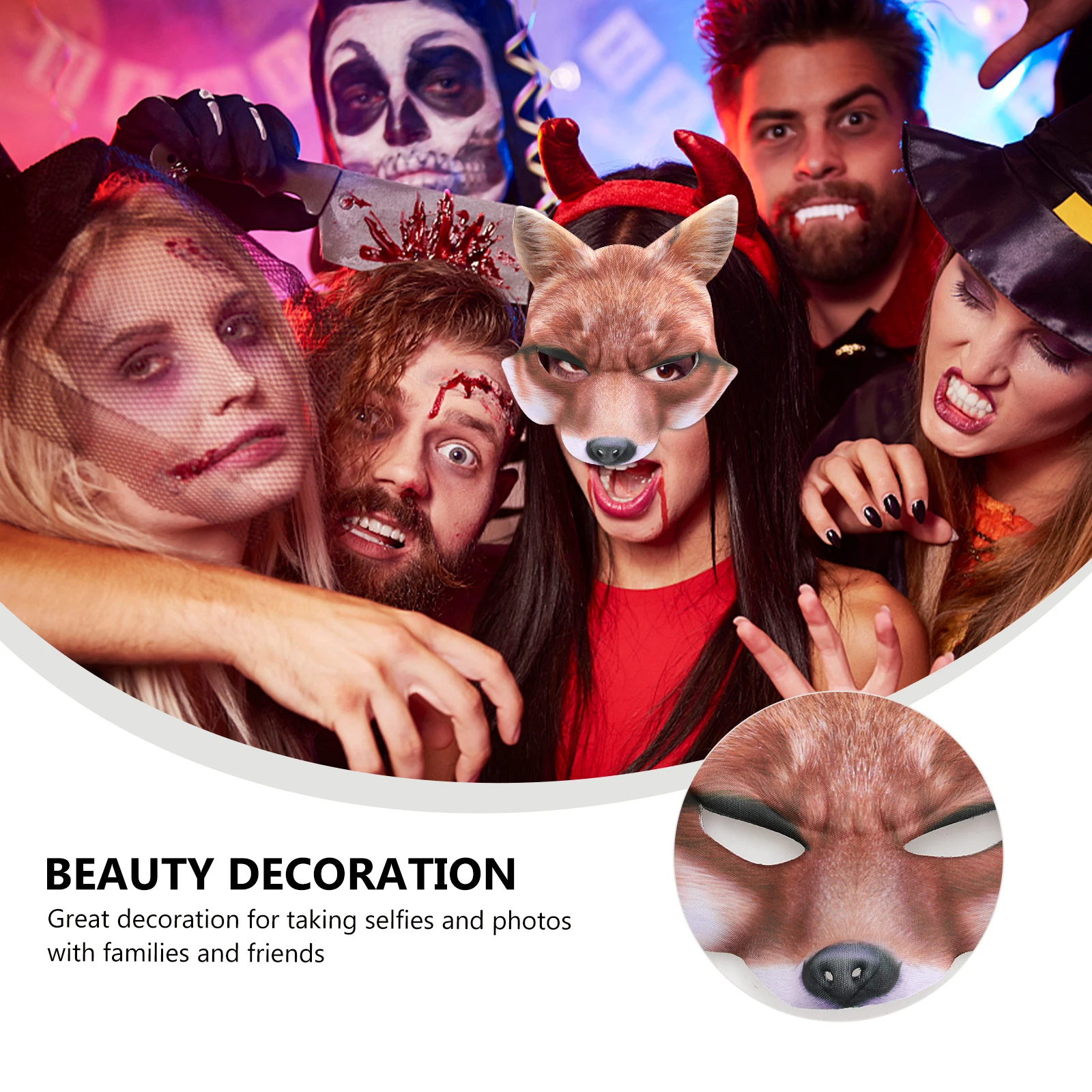 

Fox Mask Yellow Costumes Half Face Halloween Funny Animal Masks Masquerade for Adults Carnival Party Facial