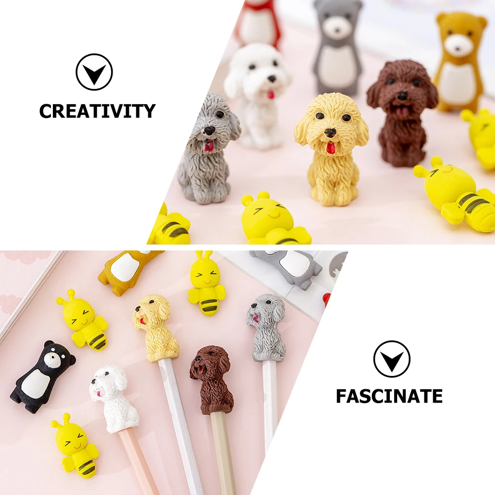 20 шт. ластик с изображением животных, мультяшные ластики, школьные аксессуары для карандашей, милые для учеников