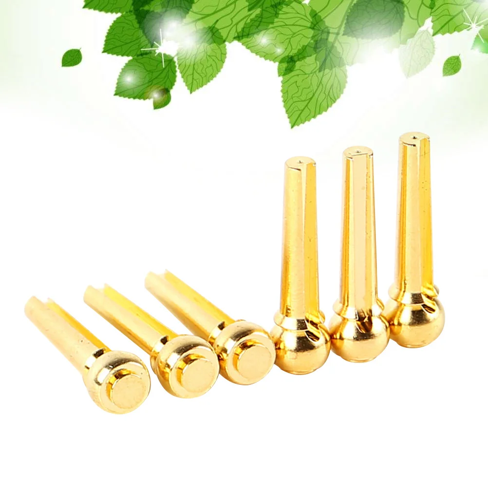 

6Pcs Guitar Bridge Pins Brass Professional Replacement Accessories for Acoustic Folk Ukulele Guitars Strong Stable Tone