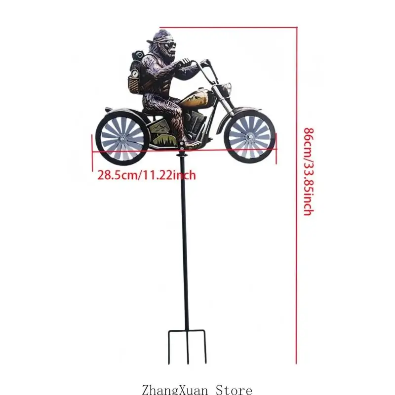 Einzigartiges Biker-Windspiel aus Metall, Gartendekoration für Terrassen, Rasen, Landschaft, 3 x – Detail 6