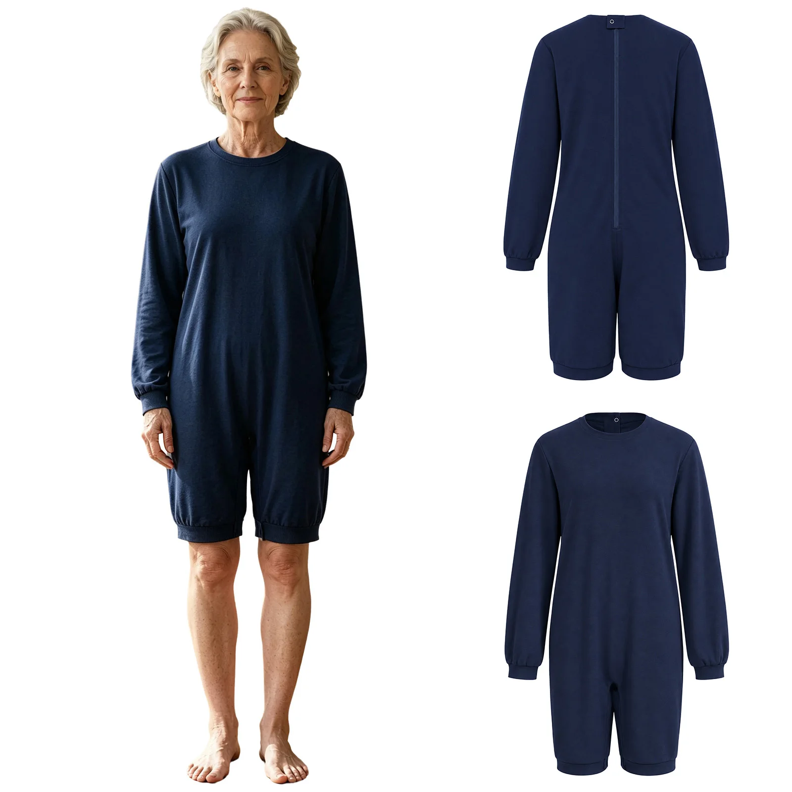 Adult Special Needs Adaptive Jumpsuit Anti-strip Back Zipper Bodysuit Sleepwear Homewear for ASD Patients Elderly Alzheimer