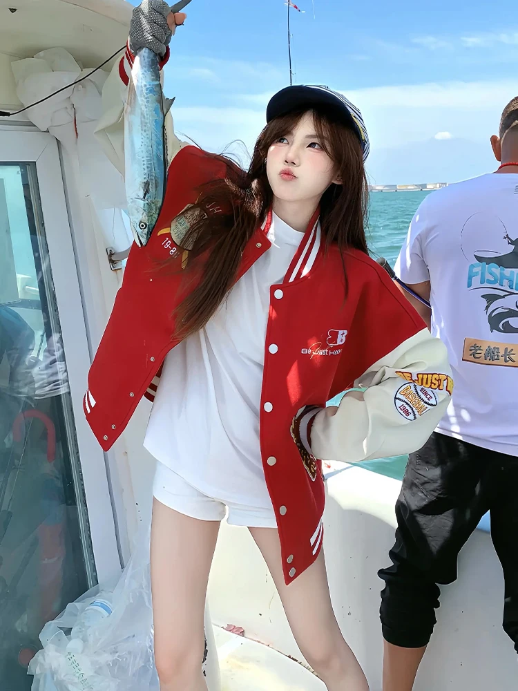 

Женские нейлоновые бейсбольные куртки весенние, укороченные, свободного кроя, с круглым вырезом, стеганые, декорированные бантом, в стиле преппи, модные, для защиты от падений