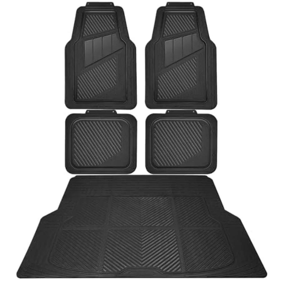 

Heavy Duty Rubber Floor Mats Gray Car Mats Full Set with Trunk Cargo Liner - Universal Waterproof Floor Mats for Car SUV Truck