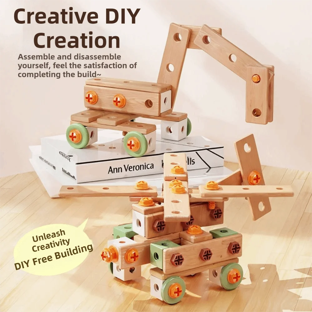 59/100/143 Uds. Caja de herramientas de mantenimiento de simulación educativa para niños, juego de herramientas de madera y plástico de aprendizaje Montessori, Kit DIY