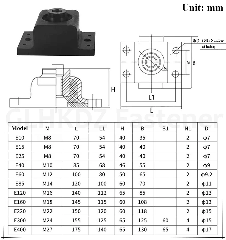 M8-M27 Seat Cushion-Female Thread Rubber Shock Absorber Crash Pad E-Type Damper Noise Reduction Anti Vibration Isolation Mount