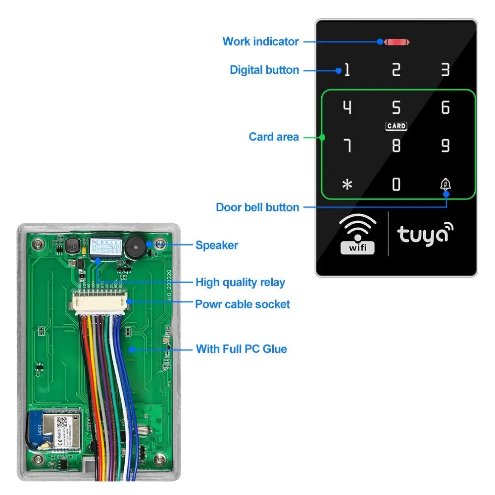 5YOA-Serrure de porte intelligente S10W Tuya, contrôle d'accès, télécommande, IP68, étanche, clavier sans clé, WiFi, autonome, EM, carte RFID, entrée de porte