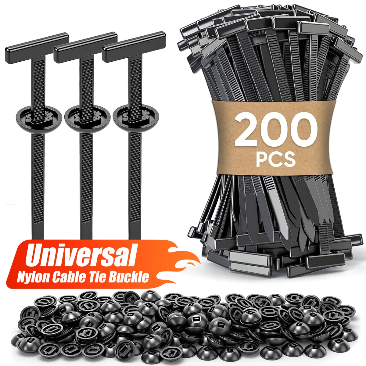 

10/200pcs Universal Self-Locking Car Nylon Cable Tie Buckles Heavy Duty Zip Ties Pin Button Fasteners Car UV Resistant Ties