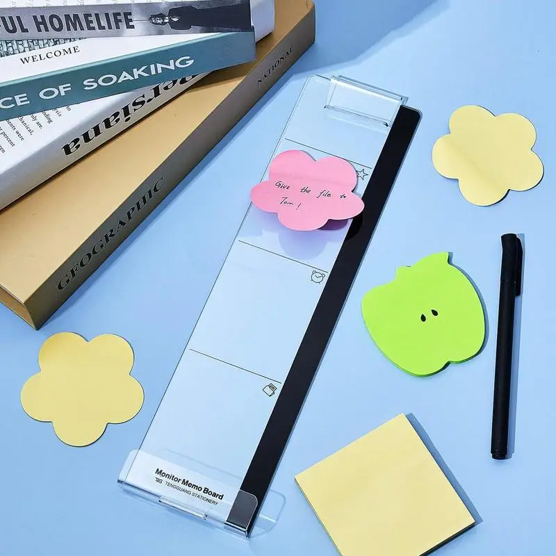 1Pc Monitor Side Clip Memo Reminder Message Board for Computer Small Tools Pad Holder Acrylic Notes Boards