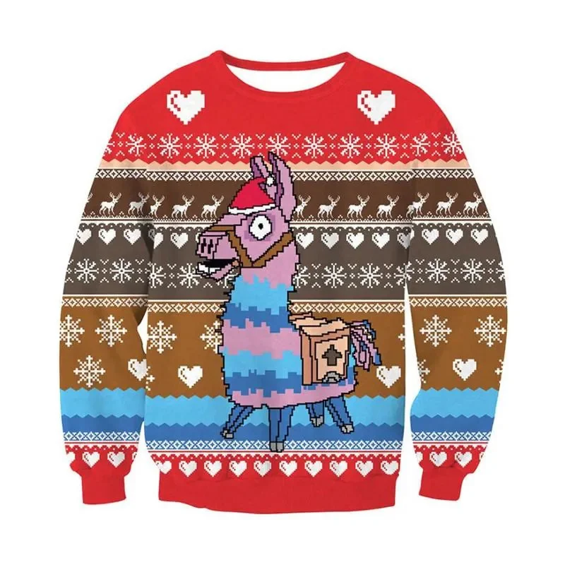 Christmas Decorations Pattern Hoodie Men Cow Santa Claus 3D Printed Pullover Autumn Long Sleeve O-Neck Hoodies Loose Sweatshirts