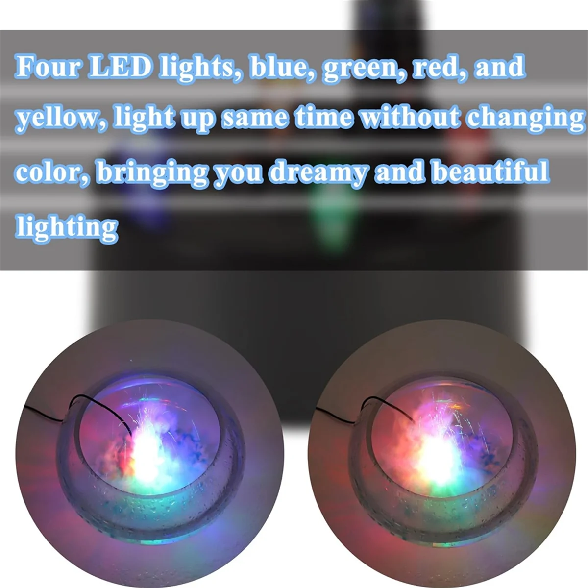 미스트 메이커, USB 포트 4 색 LED 조명, 미니 미스터 안개 기계, 실내 분수 정원 연못 물 안개 무화기, 블랙