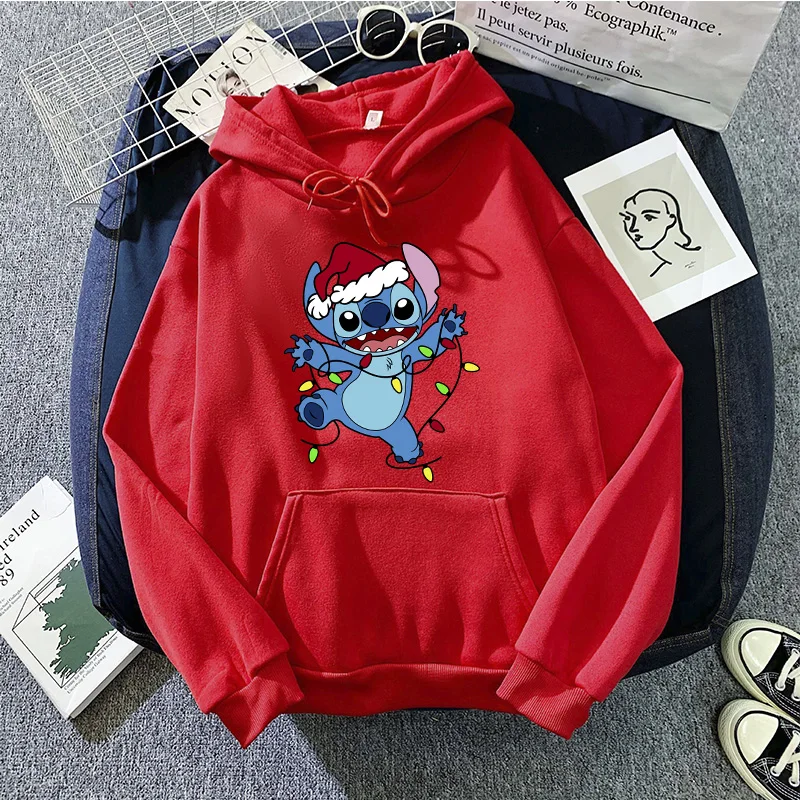 90s Hoodies Kawaii Christmas girls Kawaii Lilo Stitch Hoodie Women Stitch Cute Manga Sweatshirts Y2k Streetwear Female Hoody