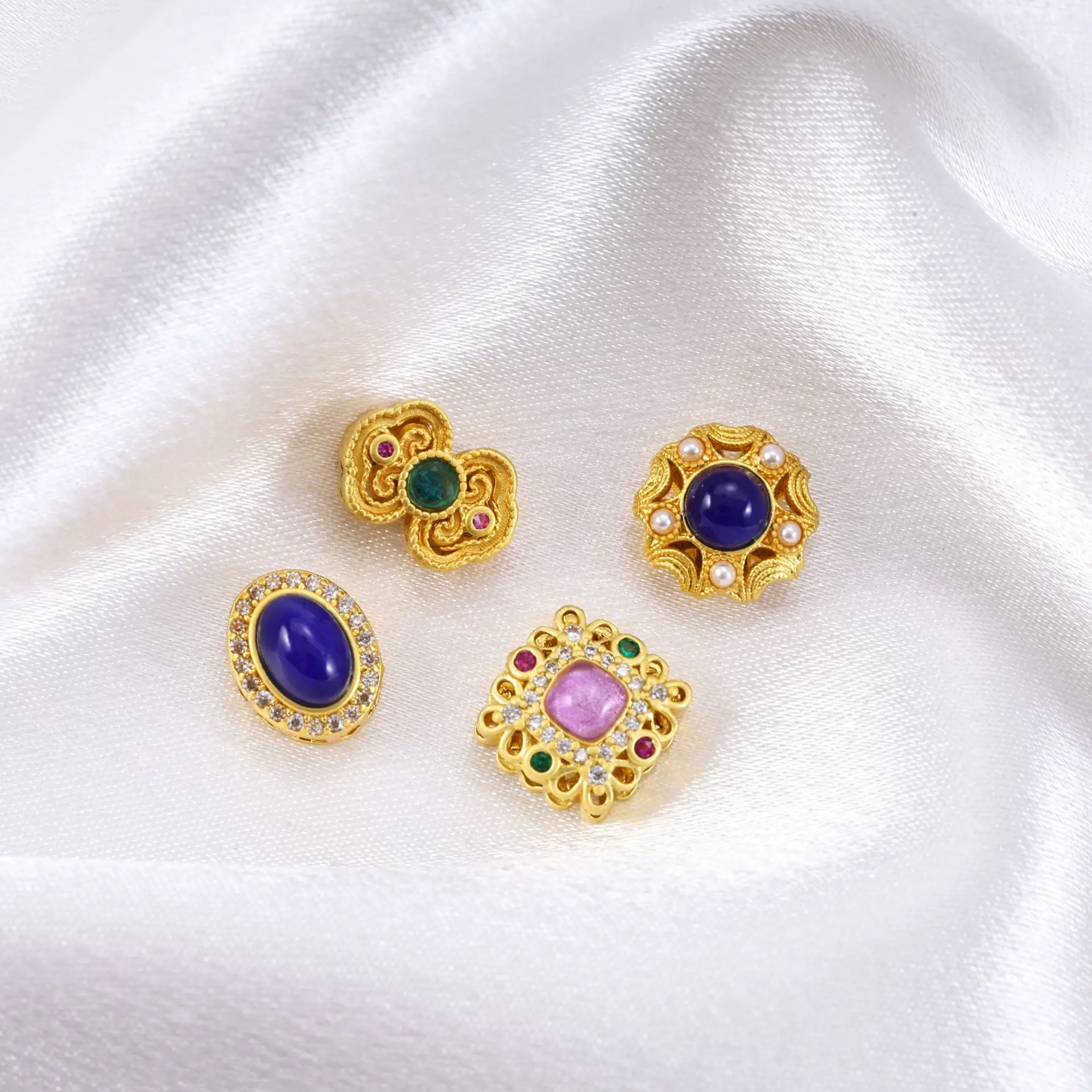 5 Pieces of Porous Inlaid Purple Stone High-grade Spacer Beads DIY Pearl Bracelet Necklace Beaded Jewelry Accessories Wholesales