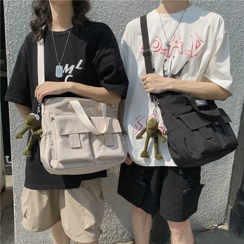 Waterproof Shoulder Bag Women's Multi Pocket Nylon Messenger Bag Preppy Canvas Handbag Women image 4