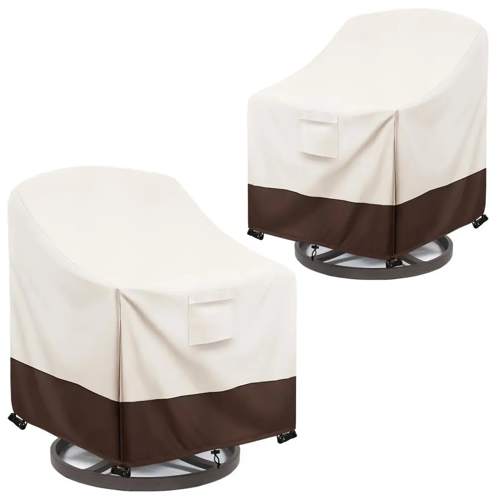 

Чехлы для стульев, водонепроницаемые, для уличных вращающихся стульев, 30W x 34D x 36H дюймов, чехлы для садовой мебели, 2 шт., бежевые