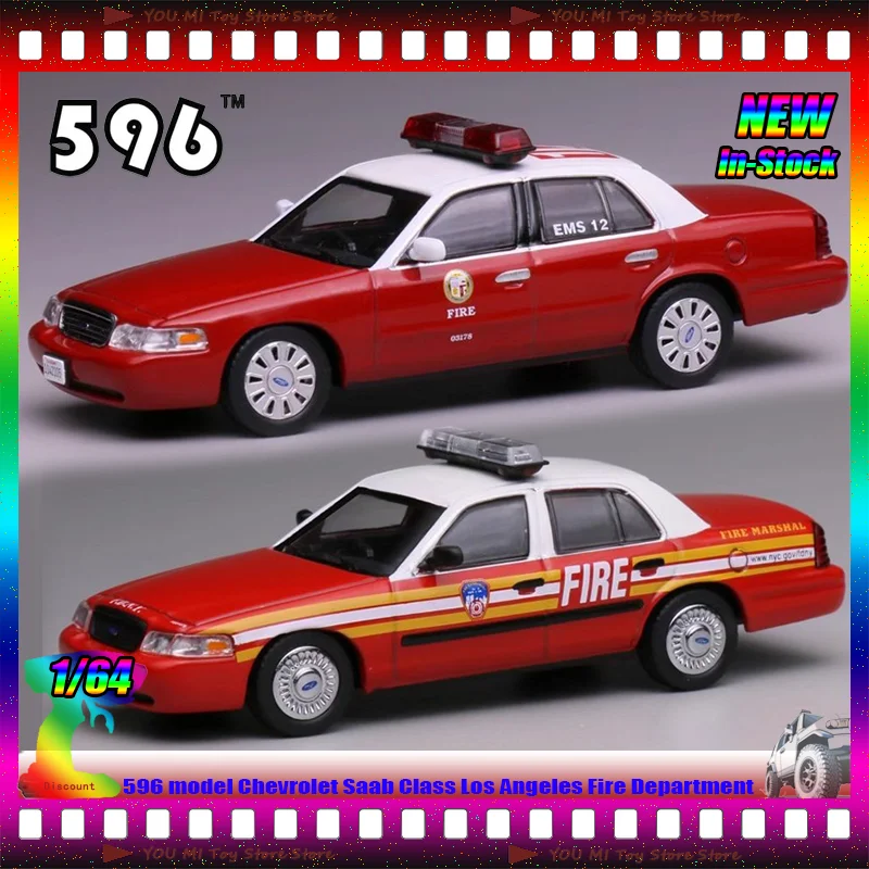 

596 1:64 Scale Chevrolet Saab Class Los Angeles & New York Fire Department Alloy Car Model Custom Toys Gifts Collectible Vehicle
