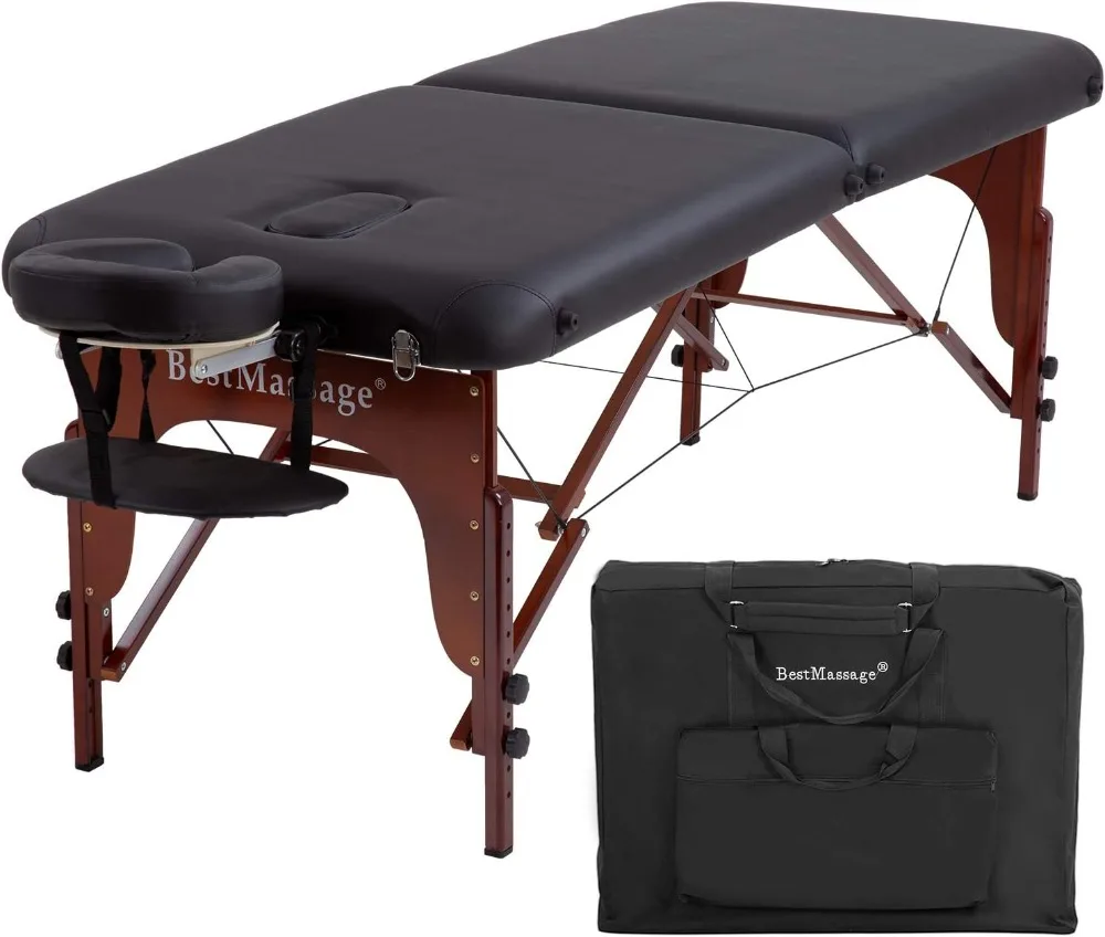 Portable Massage Table Massage Bed SPA Bed Height Adjustable 2 Fold Massage Table 73 Inch Long 28 Inch Wide PU Portable Salon