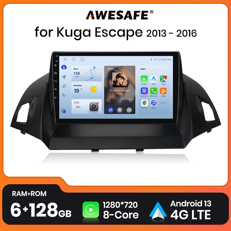 Автомагнитола AWESAFE, 2 din, Android, для Ford Escape Kuga 2 2013-2016