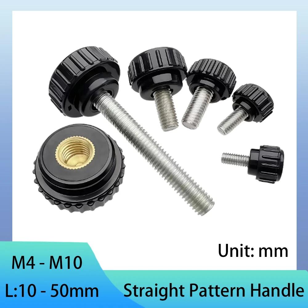 1-5Pcs Straight Grain Hand Tightening Screw M4 M5 M6 M8 M10 Knurled Thumb Screw Bakelite Hand Grip Knob For Machine Tool Fixture