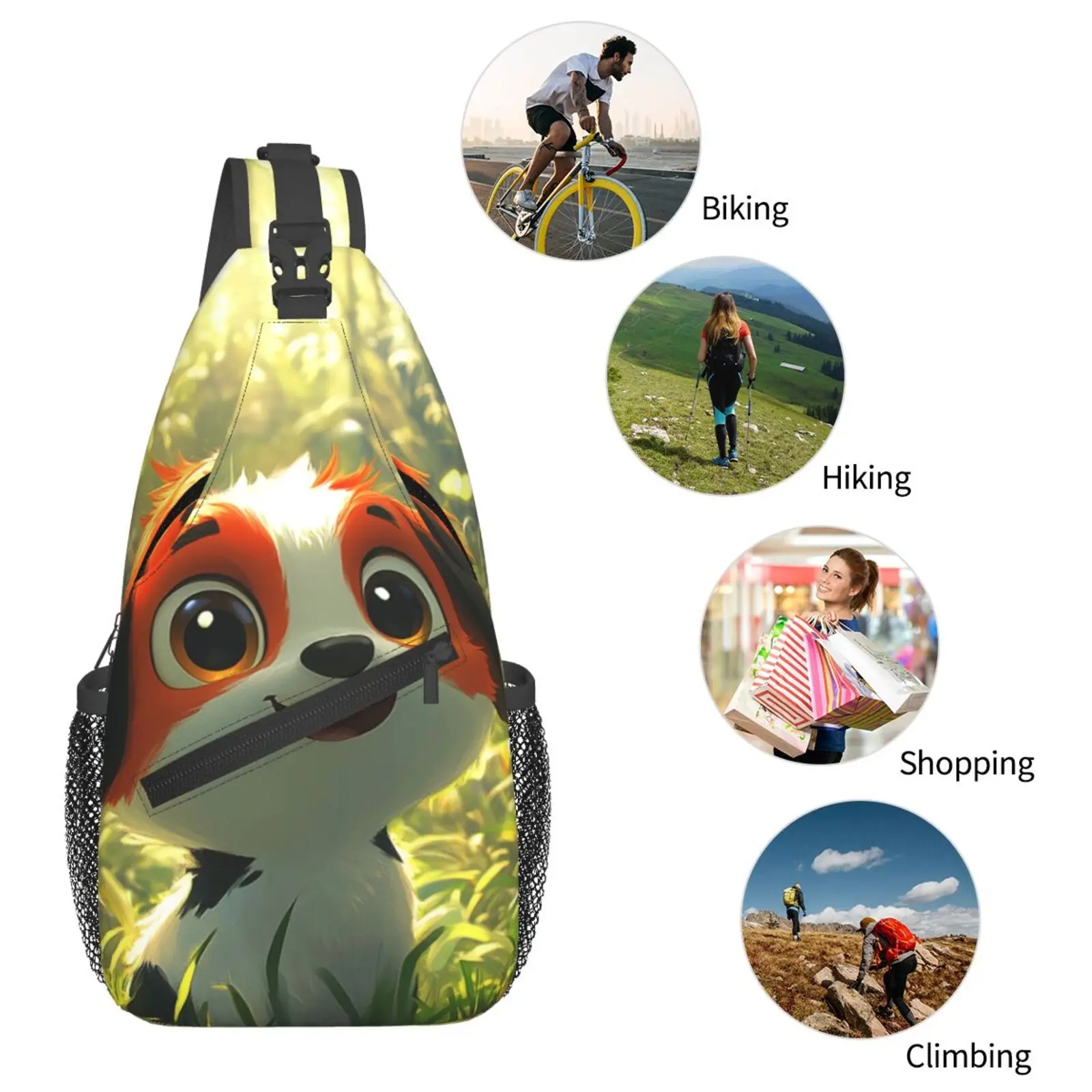 Bolso cruzado con estampado de perro para hombre, bolso grande para el pecho, viajes, senderismo, deportes, correr, regalos personalizados para bolsos de mano de cumpleaños