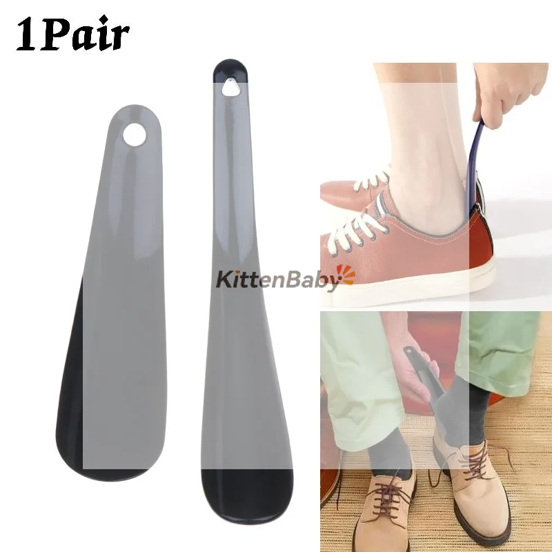 1Pair Portable Plastic Shoe Horns Shoe Lifter Smooth Shoehorn With Hanging Hole For Elderly Children Easy Shoe Wearing Helper