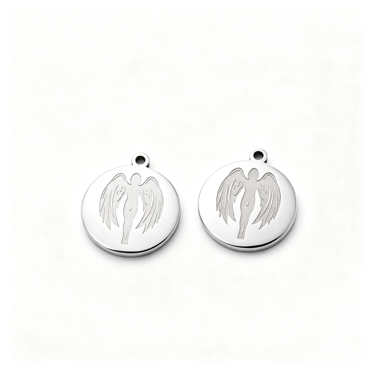2pcs Guardian Angel Charms Stainless Steel Engraved Angel Round Pendant for DIY  Jewelry Making Necklace Earrings Wholesale view 6