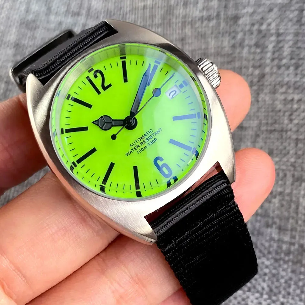 Pilot Dive reloj automático para hombre NH35, reloj de pulsera de acero luminoso completo, cúpula de cristal de zafiro, subreloj deportivo de mano