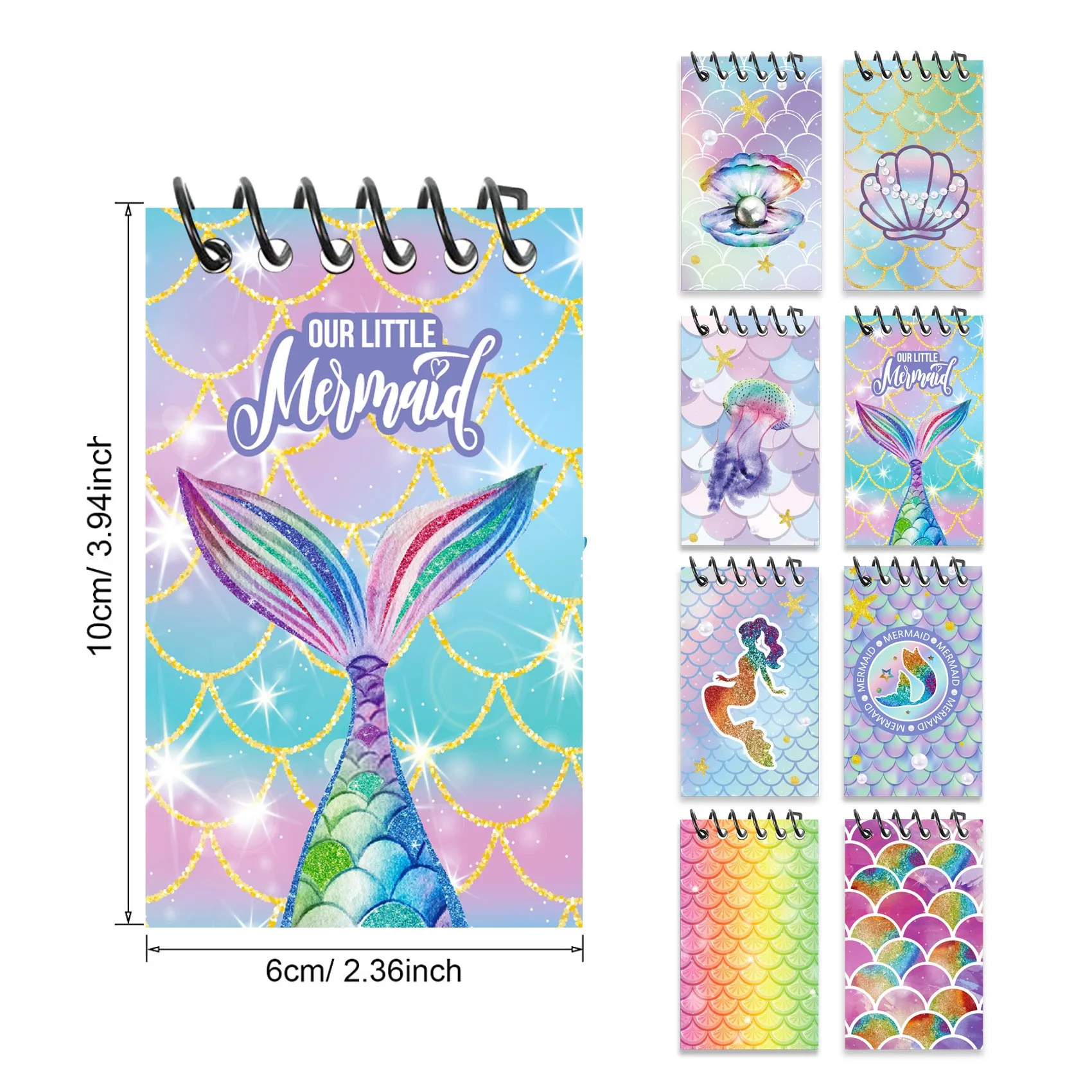 8 Mermaid Party Gifts for Girls and Boys 8 Mermaid Mini Spiral Notebooks Suitable for Ocean themed Party Supplies Children\'s Bir