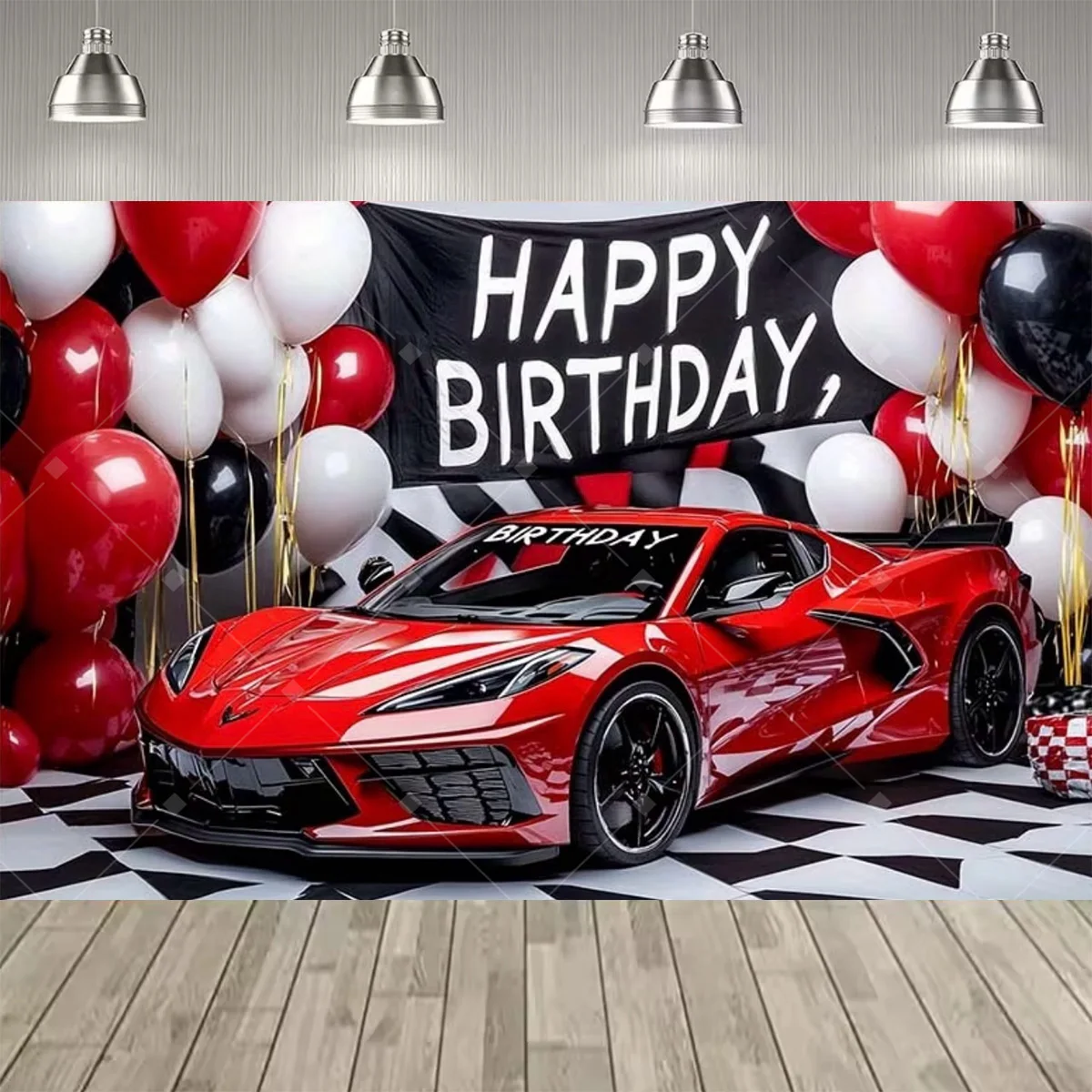Race Car Birthday Backdrop Red Supercar Theme Happy Birthday Party Banner Boys Birthday Photography Decoration Photo Booth Props