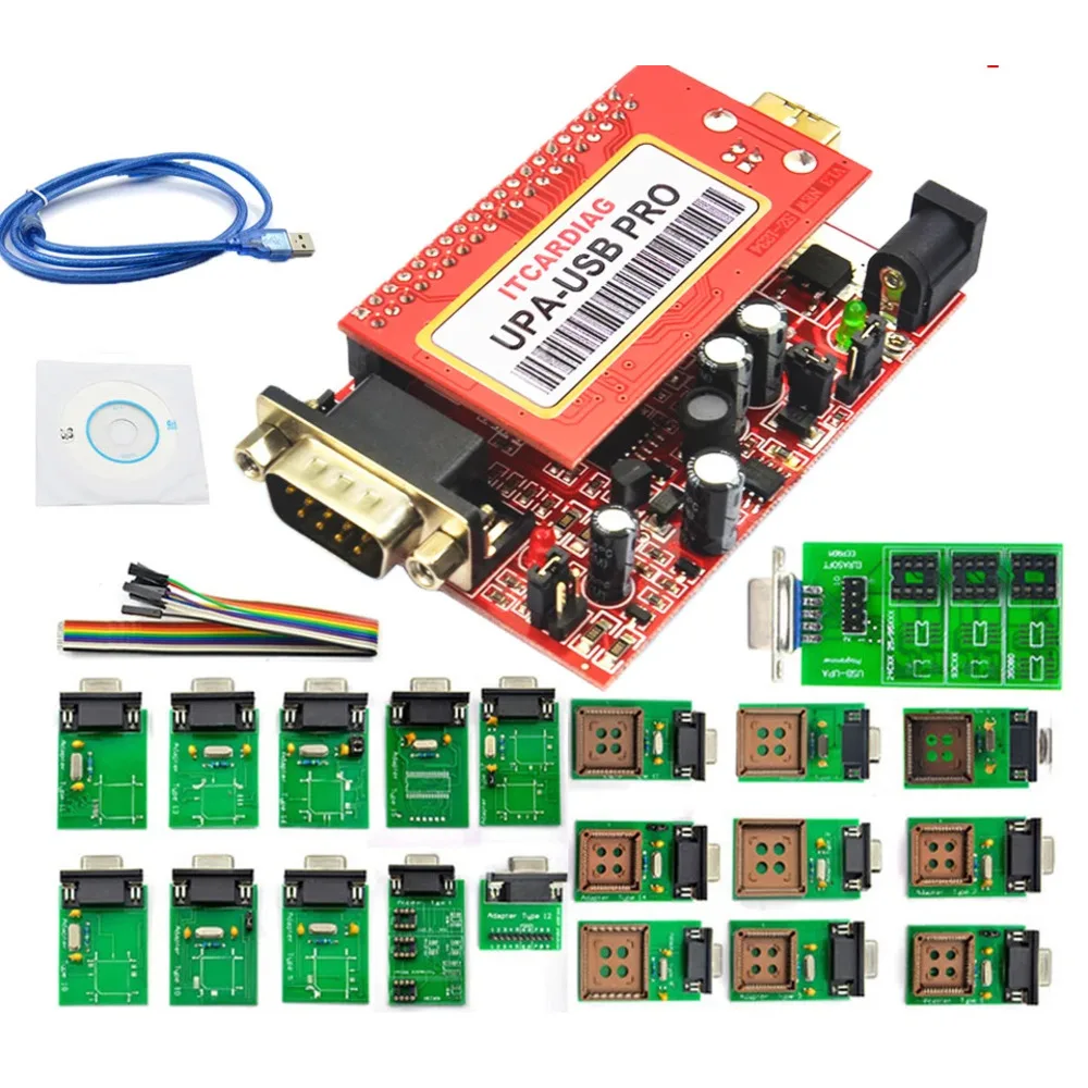 Programador USB UPA USB PRO V1.3 SN:050D5A5B, Chip ECU Tunning, 350MB Script, Adaptador EEPROM Completo con Funciones NEC, Compatible con Win 10