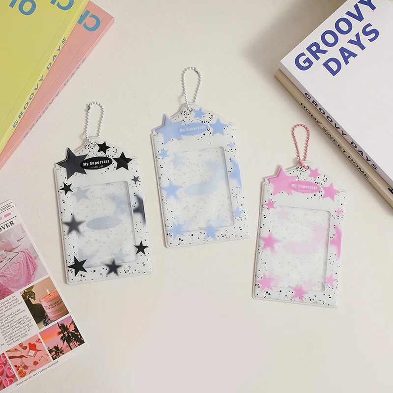 INS PVC Star Series Photocard Holder Keychain Idol Photo Sleeves Postcards Display Holder Bus ID Cards Photocards Protector