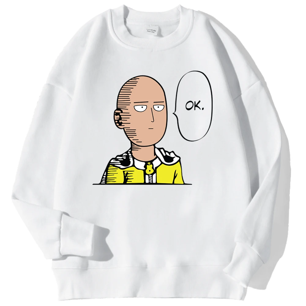 One Punch Man Say Ok Printed Men Pullover Casual Comfortable Warm Hooded Street Fashion Sweatshirts Autumn Fleece Streetwear