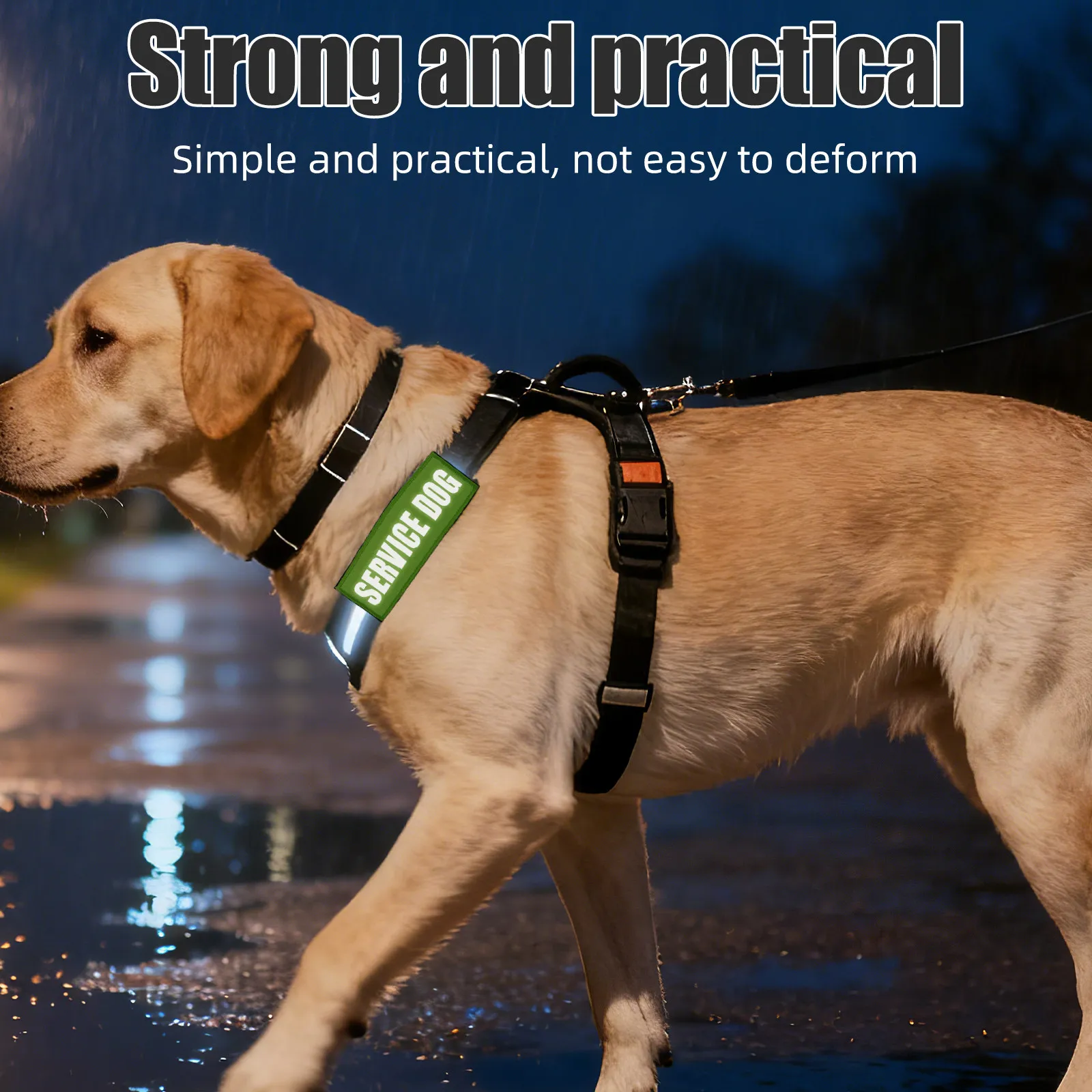 2Pcs Reflective Service Dog Patches Removable High-Visibility Vest Harness Tags for Working Guide Assistance Dogs Training
