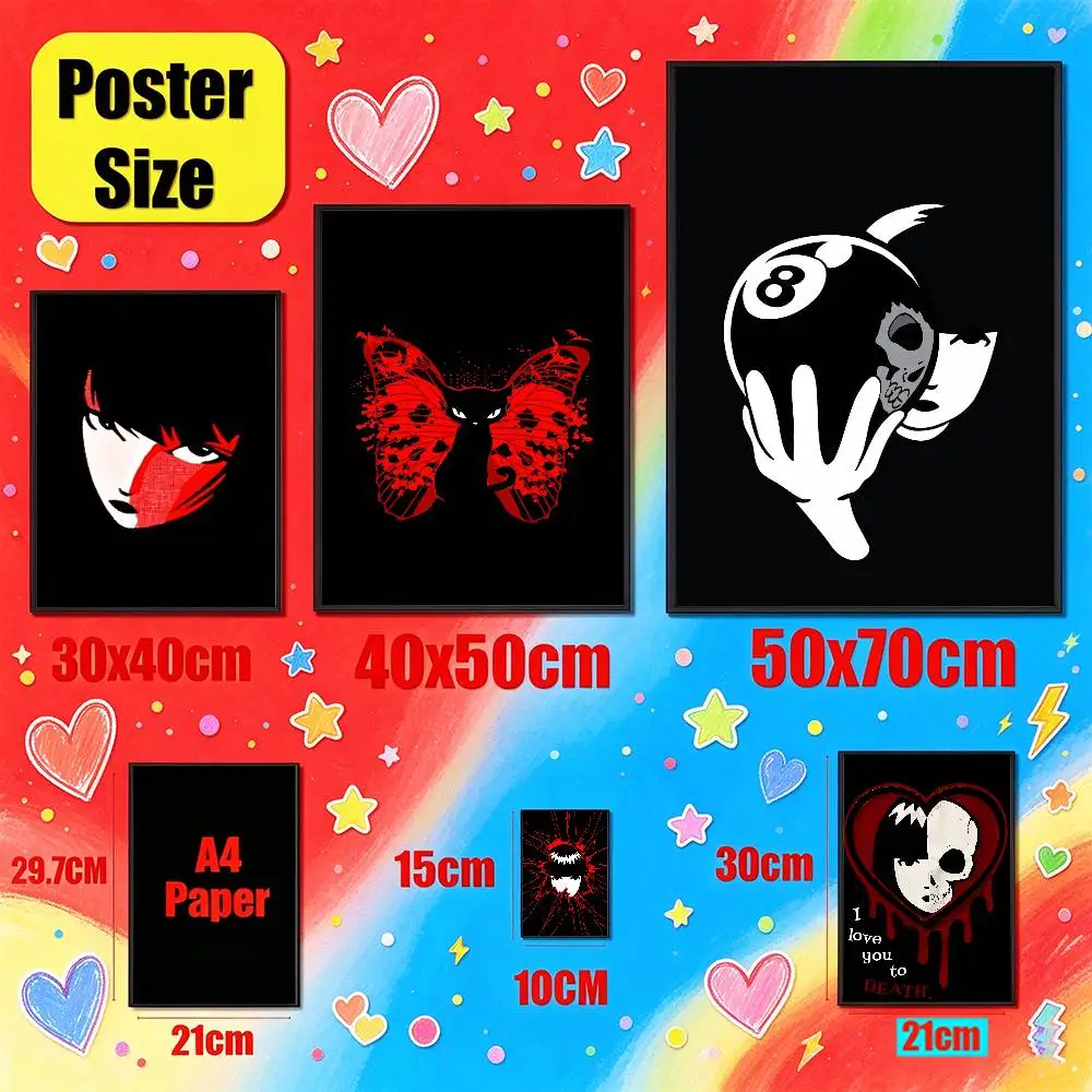 For Emily The Strange Poster Cover Sticker Home Decoration Custom Self-adhesive Souvenirs Playbill