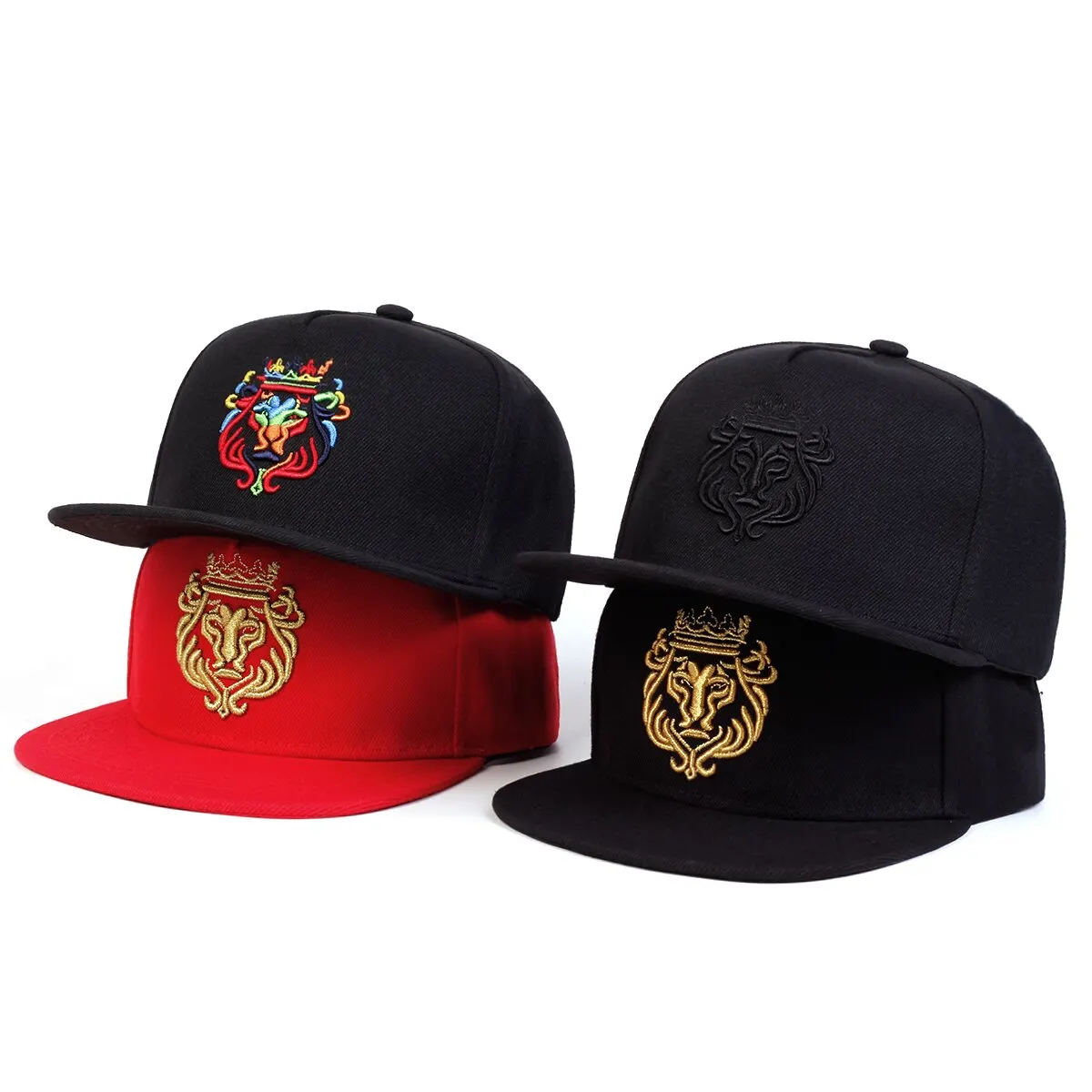 Unisex Lion Crown Embroidery Hip-hop Hats Outdoor Adjustable Casual Baseball Caps Sunscreen Hat