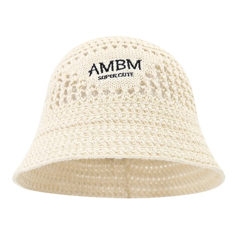 Hand woven bucket hat Ladies crochet pullover Knitted pot hat Versatile hollow bucket hat