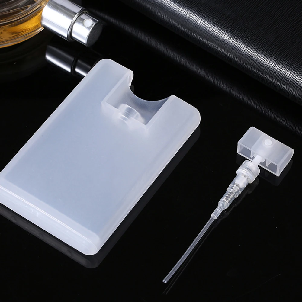 50 Uds Mini negro blanco 20ml desinfectante de manos bolsillo Perfume tarjeta de crédito muestra botella pulverizadora